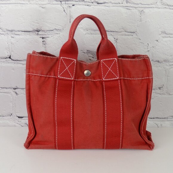 Hermes Handbags - HERMES Vintage Small Red Canvas Fourre Tote - Project Bag